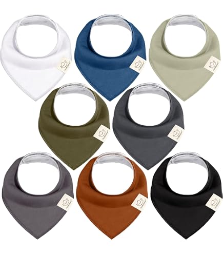 Surakey 4 Bavoirs Bandana Bébé En Coton Doux – Forme Fleur Mignonne Avec 2 Boutons, Ultra Absorbants Pour Dentition, Garçons & Filles 0-24 Mois