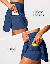 SANTINY 14" Tennis Skirt Golf Skorts with Pockets