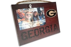 Fan Creations University of Georgia NCAA Wooden Photo Holder with Clip Decorative College Picture Frame- Versatile for Wall Decor or Tabletop- Holds 4x6 Print- Sport Your Bulldogs Pride