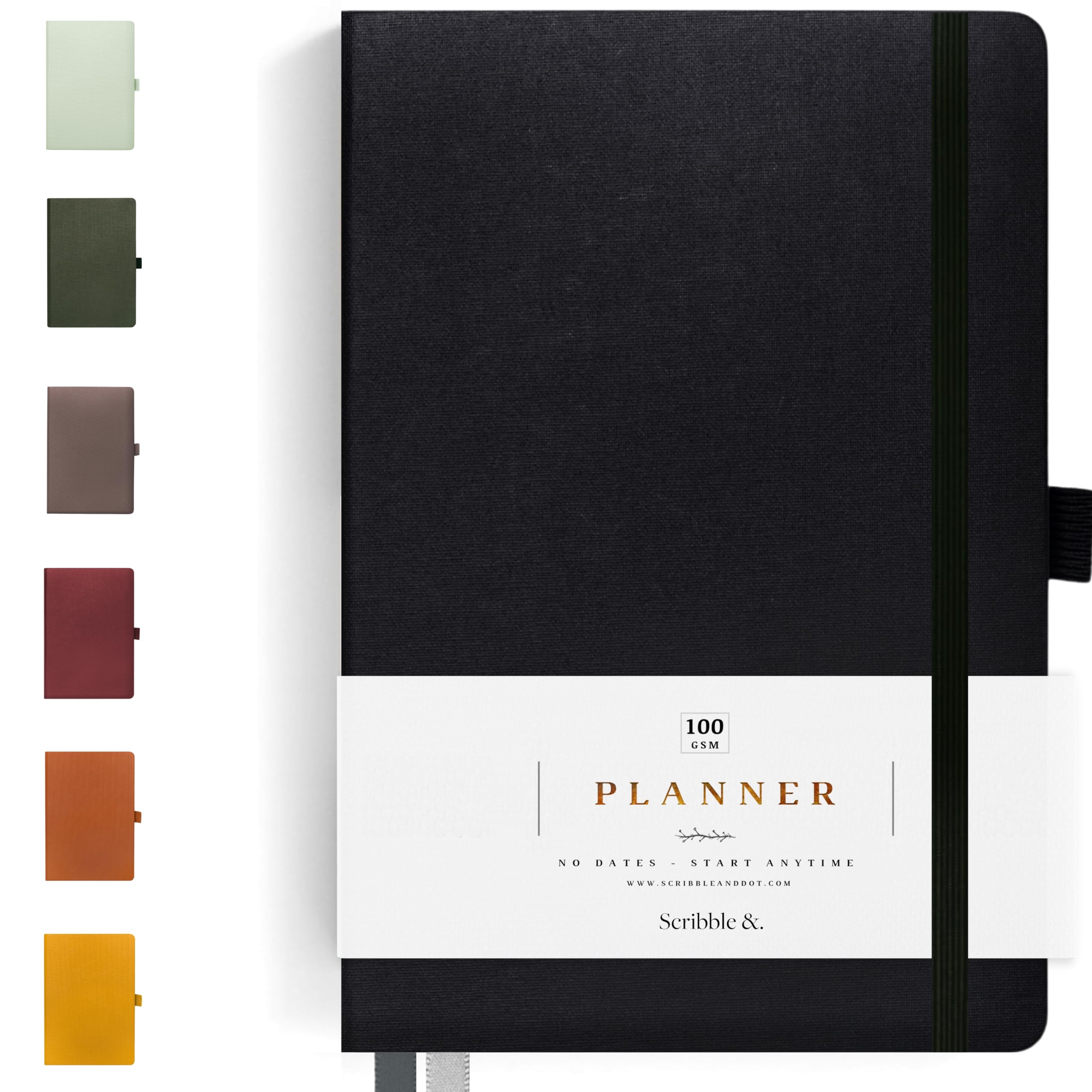Scribble & Dot® A Daily Planner, Weekly and Monthly Layout | Achieve Your Goals With This Weekly Organiser Diary, A5 size, Hardcover Agenda. Start Anytime (Black) — image 1