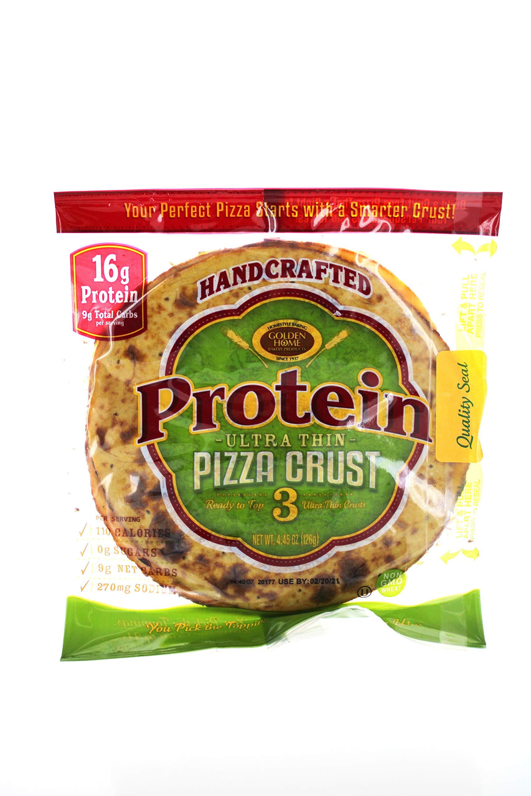 Golden Home Ultra Thin Protein Pizza Crust, Low Carb, Low Fat, Sugar