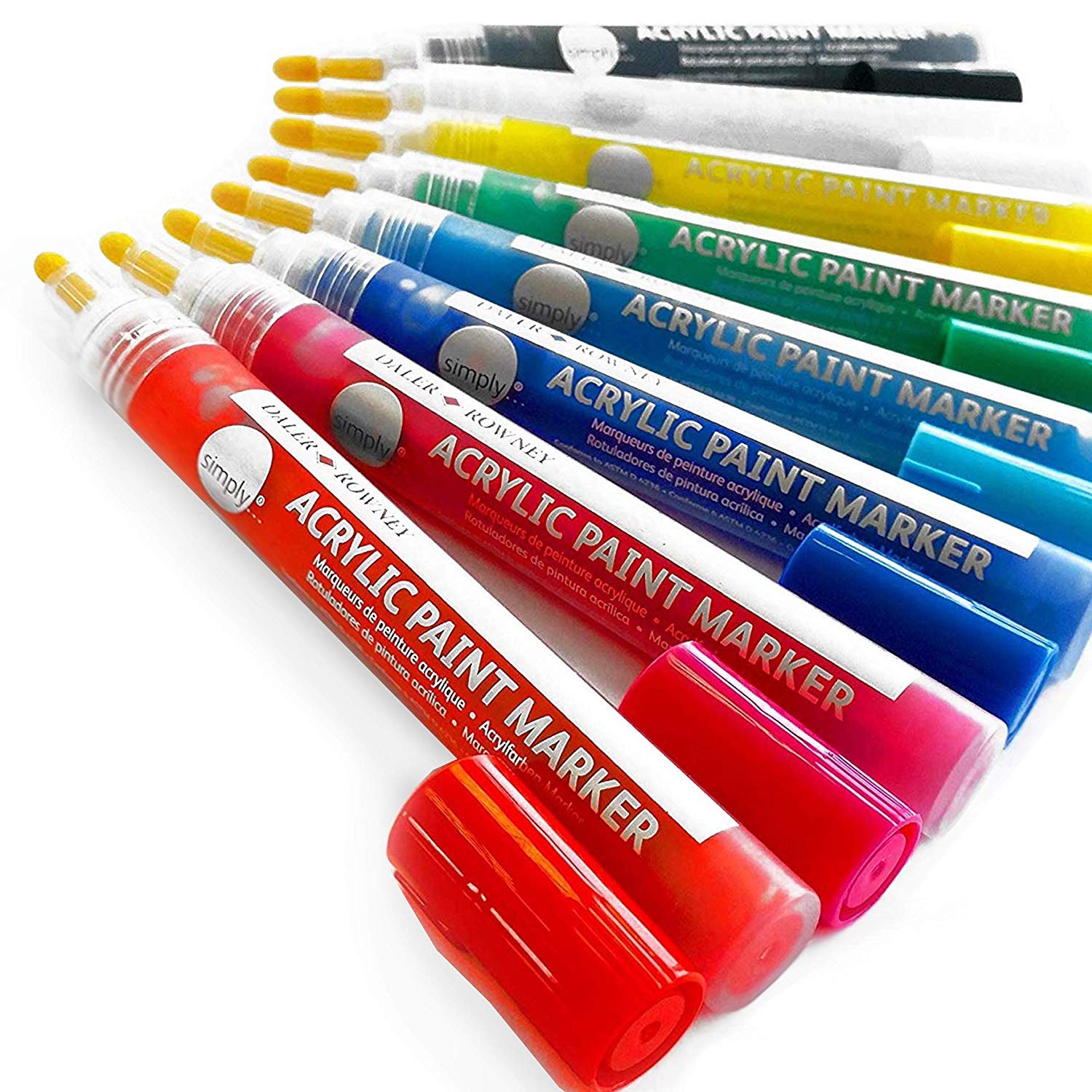Daler Rowney - Simply Acrylic Paint Markers - 2mm - Assorted Pack of 8