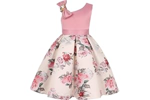 BUNNY LULU Girls Dress Sloping Shoulder Bridesmaid Wedding Princess Children's Bow Birthday Ball Party Show Evening Lavender