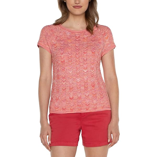 Liverpool Los Angeles Womens Petite Short Sleeve Scoop Neck Knit