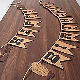 Oudain Western Birthday Cowboy Party Decoration, Happy Birthday Banner Double Layer Hat Boots Cowboy Hanging Swirls for First Party, Western Theme Decoration Supplies