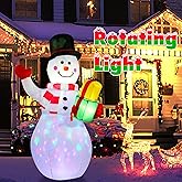 5ft Inflatable Snowman, Christmas Outdoor Decorations Inflatables with Built-in Rotating LED Lights 5 Feet Blow Up Snow Man for Yard Garden Lawn Indoor Outdoor