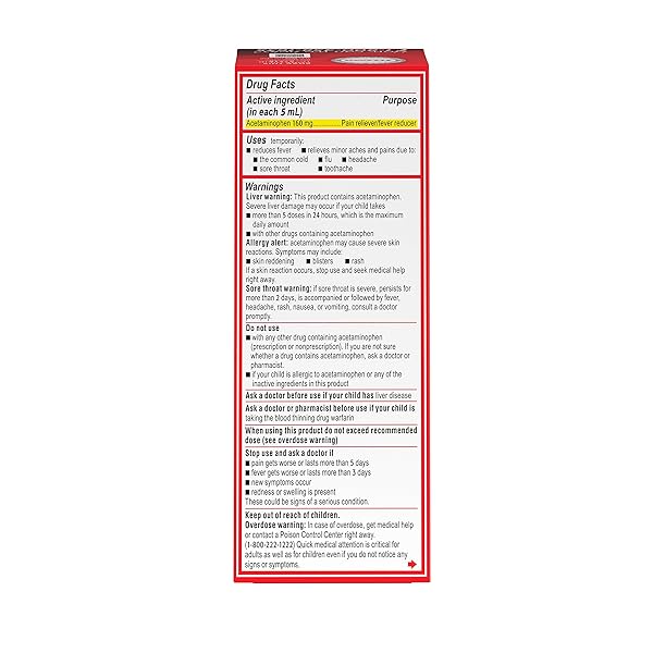 CHILDREN’S TYLENOL LIQUID ORAL SUSPENSION MEDICINE, ACETAMINOPHEN PAIN RELIEVER & FEVER REDUCER, ASPIRIN-, IBUPROFEN- & ALCOHOL-FREE, CHERRY, 4 FL. OZ