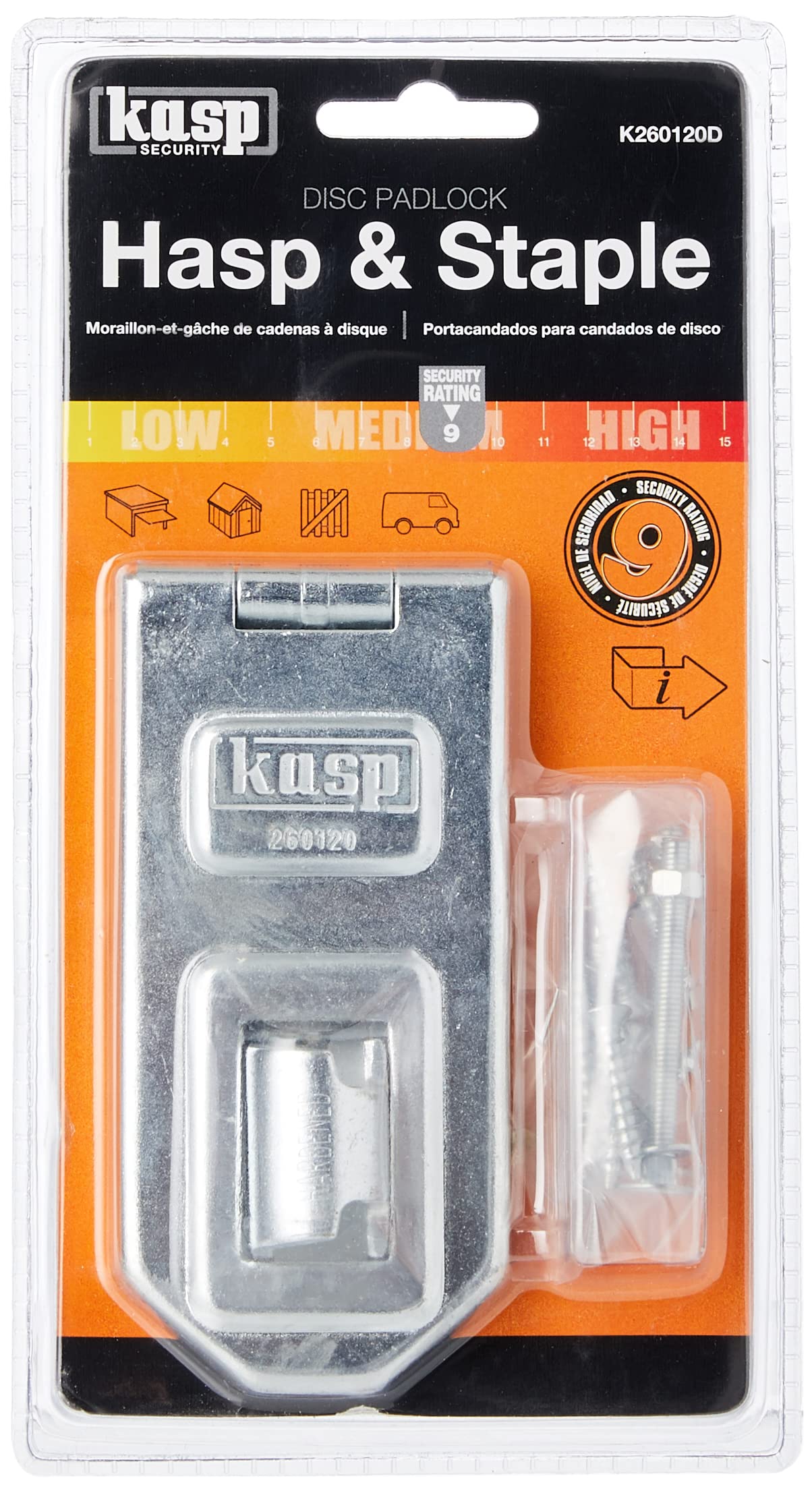 Kasp 260 Disc Lock Hasp & Staple - 120 Millimeters