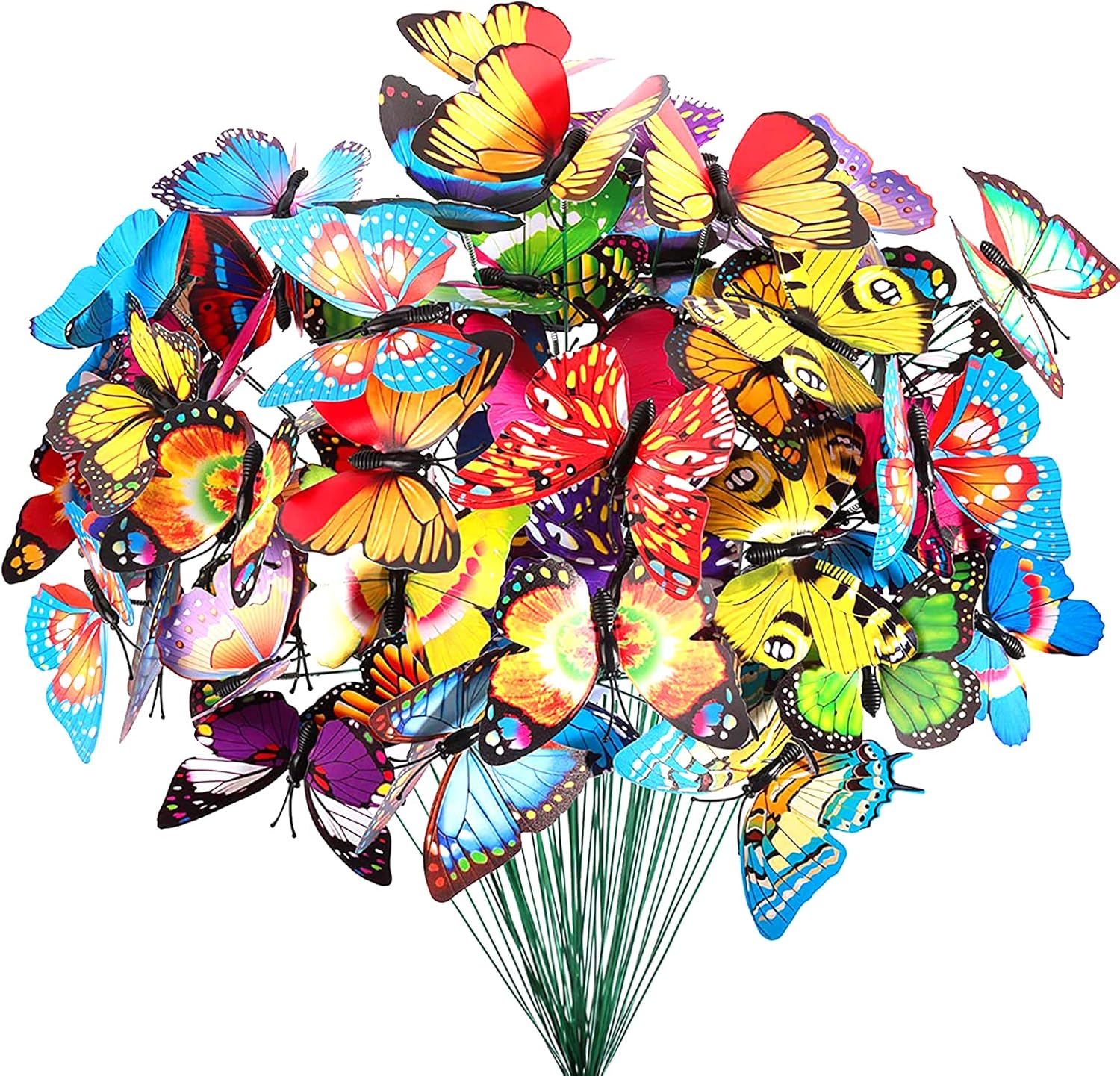 Decorative Garden Stakes - Teenitor Garden Butterfly Stakes, 60pcs 7cm Decor Yard Patio Planter Flower Pot Spring Garden Stakes Decorative Outdoor Butterfly Decorations