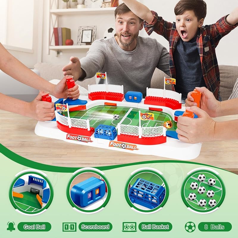 Fußballgeschenke für Jungen – Mini-Fußball-Tischfußball-Brettspiel für Kinder im Alter von 5 6 7 8-12 Jahren, Indoor-Sport-Flipper-Maschine, Spielzeug für Weihnachten und Geburtstag (Reliefdesign 1)