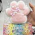 Taba Giant Paw Squishy for Kids Adults, Big Furry Cat Paw Squishy Toys for Stress Relief, Super Soft Squeeze Fidget Toys (White&Pink)