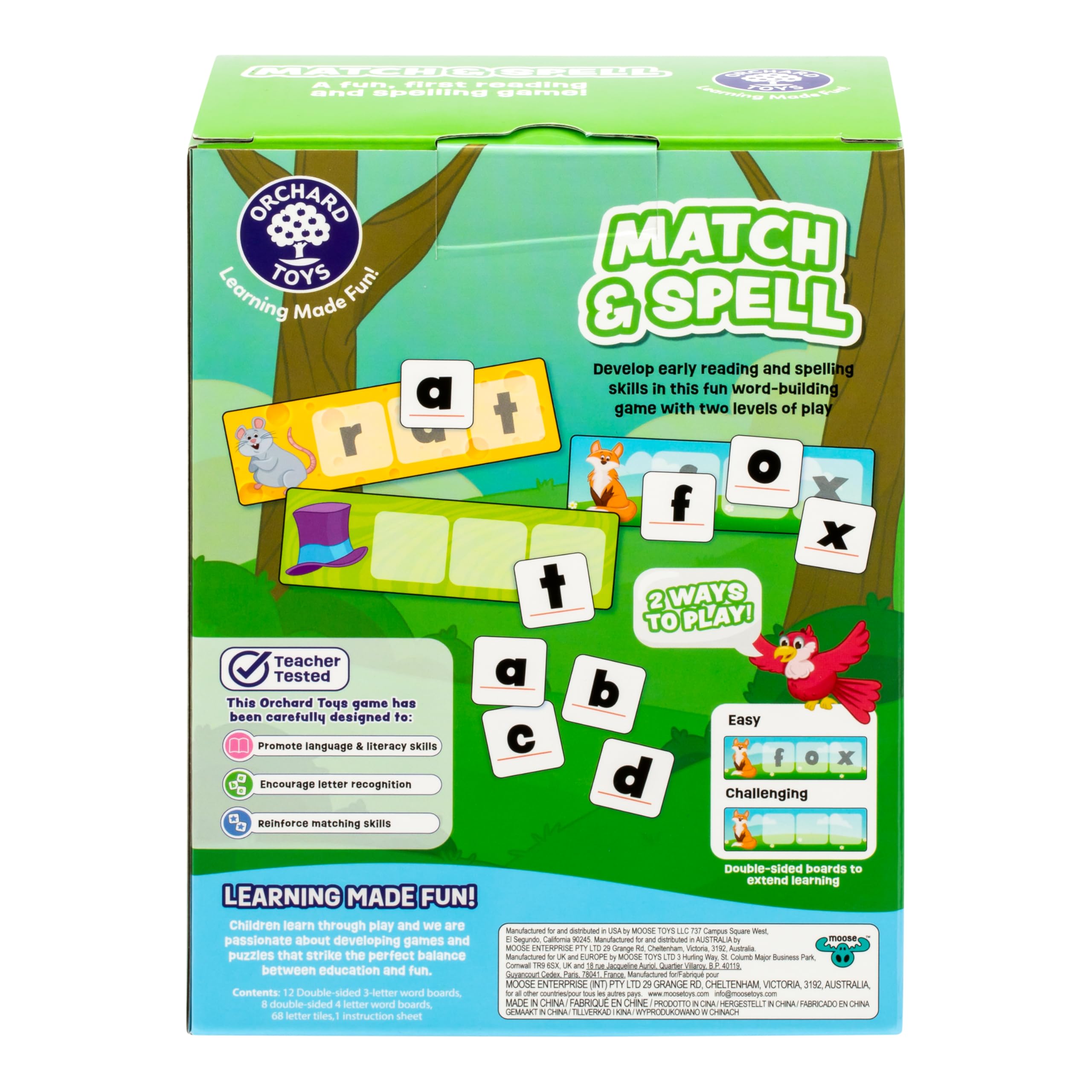 Orchard Toys Match & Spell Game - New Art, Develop Your Children\'s Early Reading and Spelling Skills in This Updated, Fun Word-Building, 2 Ways to Play, for Ages 4+, Single or Multiplayer