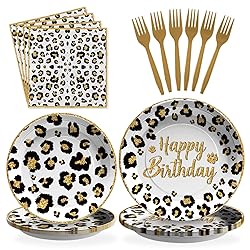 Grencian 96 Pcs Cheetah Print Birthday Decorations