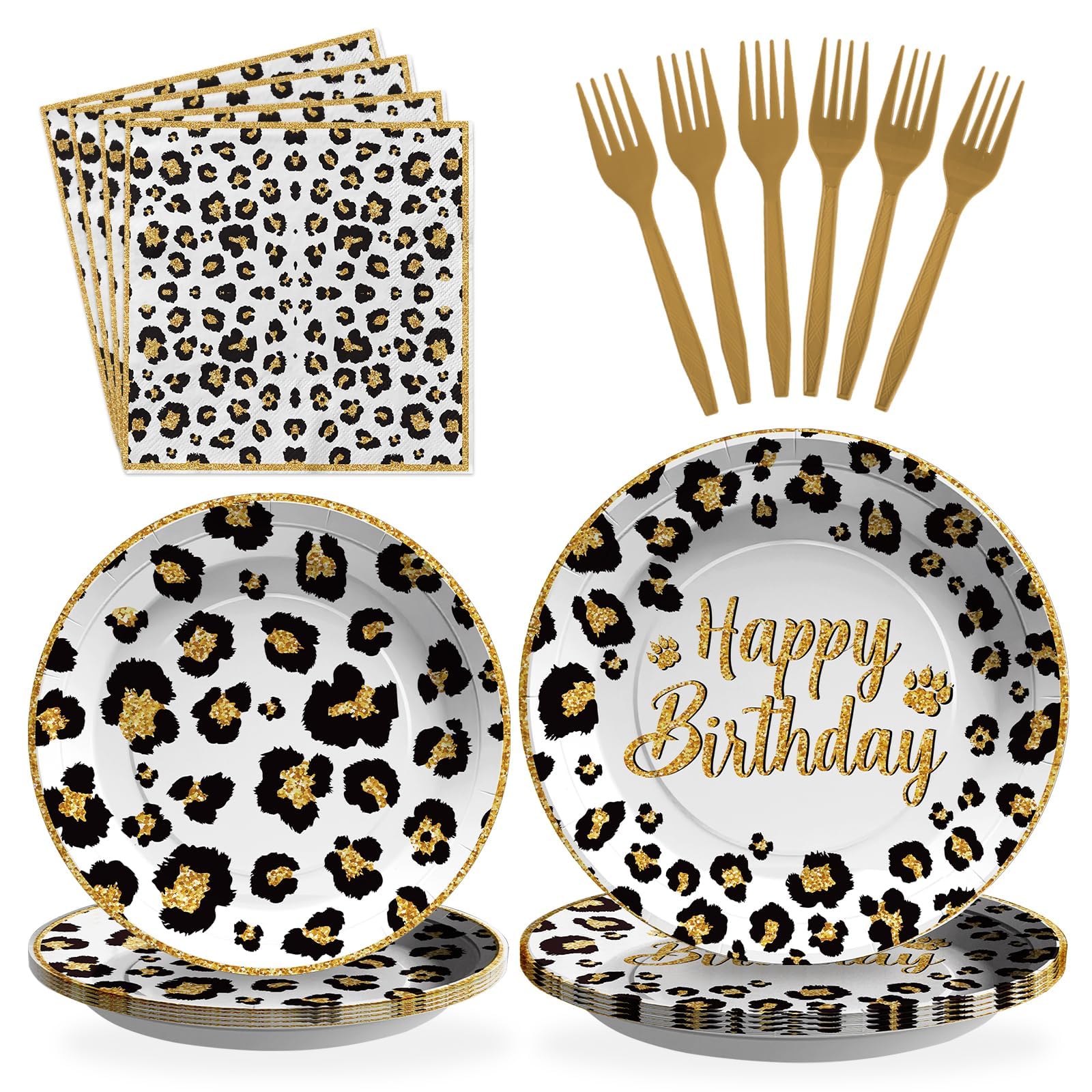 Grencian 96 Pcs Cheetah Print Birthday Decorations