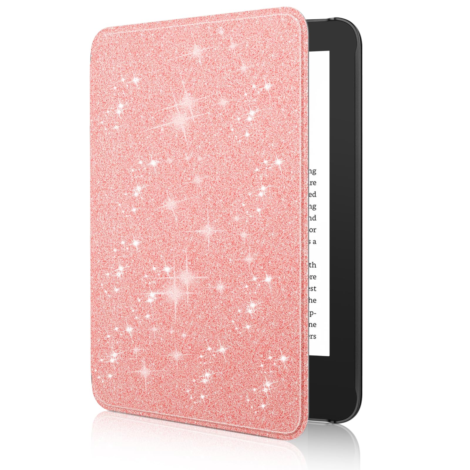 MoKo Case Fits 6" All-New Kindle (11th Generation-2024/2022 Release), Lightweight Shell Cover with Auto Wake/Sleep for Kindle 2024/2022 11th Gen e-Reader, Glitter pink