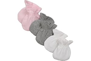 Burt's Bees Baby Unisex Baby Mittens, 100% Organic Cotton, One Size 3-Pack Solid Color Infant Scratch Protection Mitts