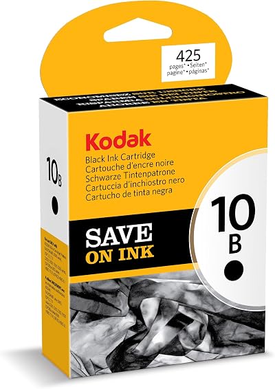 Kodak 10B Black Ink Cartridge - Pigment Ink Technology, 425 Pages