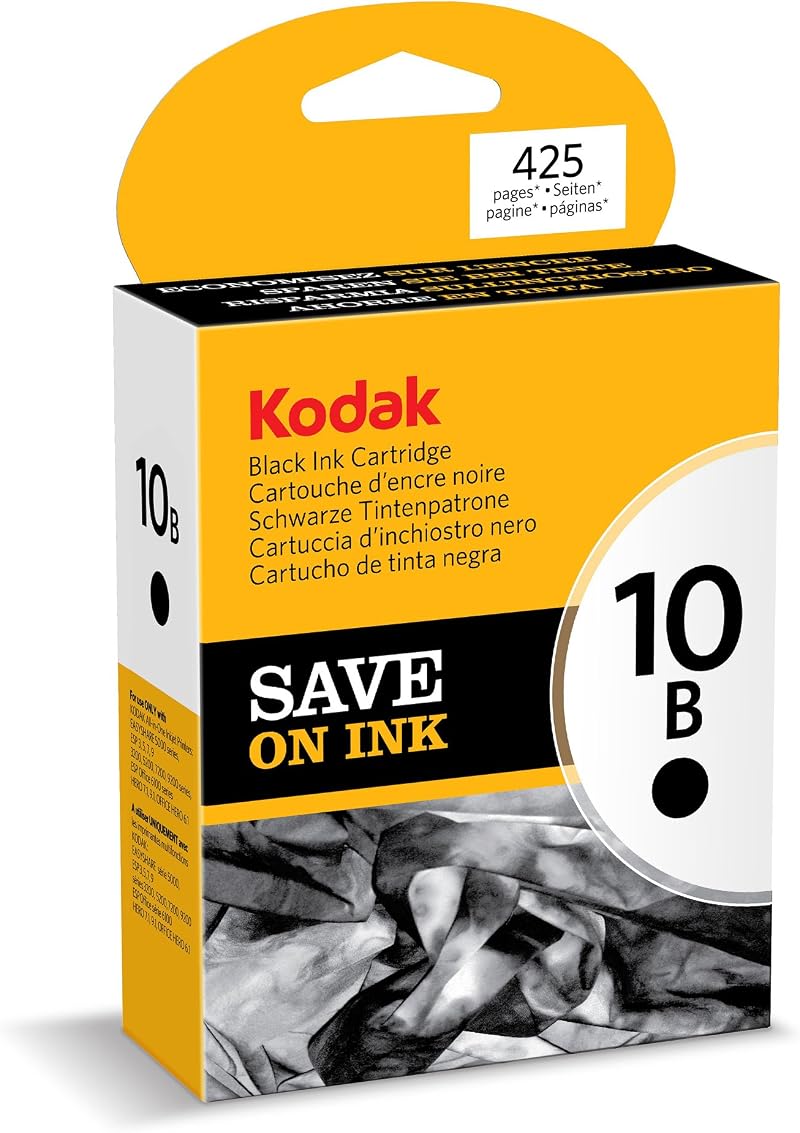 Kodak 10B Black Ink Cartridge - Pigment Ink Technology, 425 Pages