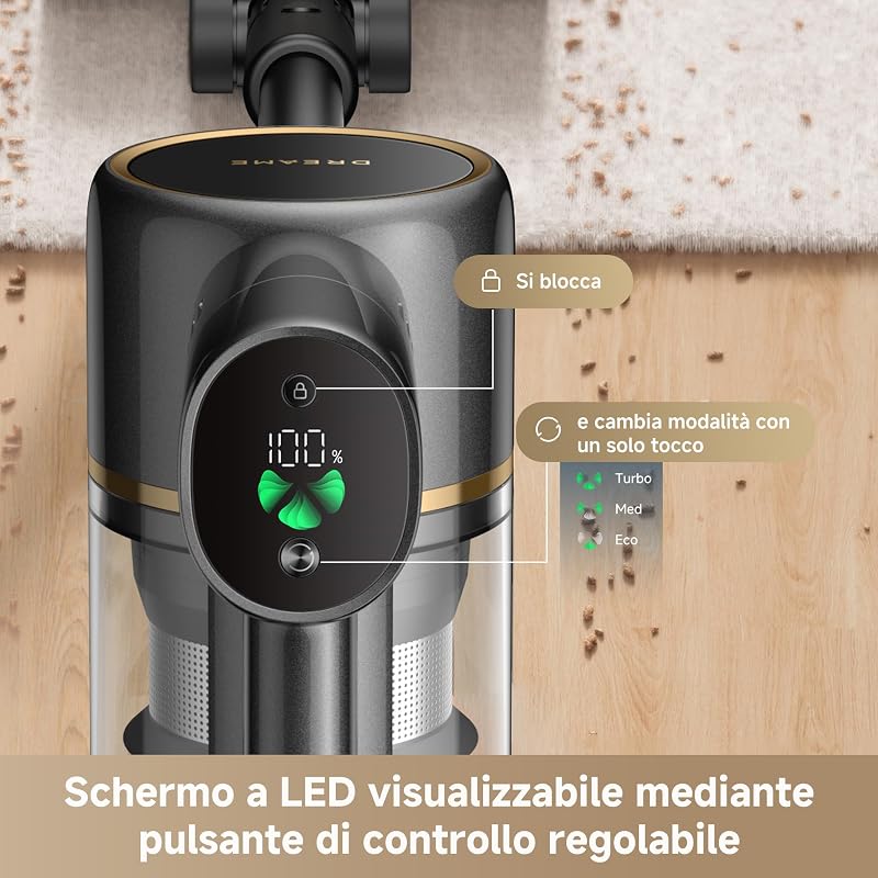R20 SE-A Aspirapolvere senza Fili, 20.000 Pa/150 AW, Display a LED