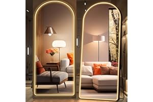 Hasipu 71" x 28" Led Mirror Full Length, Full Length Mirror with Lights Arch Design, Full Body Mirror with Lights, Wall Mounted Mirror Dimming & 3 Color Modes