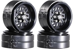 DJCRAWLER 1.3 Beadlock Wheel Snowflake Beadlock Deep Dish 1.3" Wheels for 1/18 TRX4M Axial SCX24 Gladiator Deadbolt Bronco F-150 C10 JLU CR-18P EVO Upgrade Parts (Black)