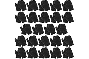 suoundey 24 Pairs Kids Winter Mitten, Stretchy Warm Knitted Gloves Assorted Solid Magic Gloves for Toddler Boys and Girls