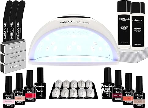 kit manicura unas semipermanente lampara led uv 48w 6 esmaltes semipermanentes base coat top coat kit unas de gel completo cruelty free