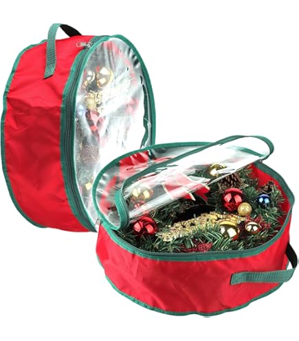 Shappy 4-Pack Christmas Wreath Storage Bags - 24 Inch Clear PVC Containers With Handles