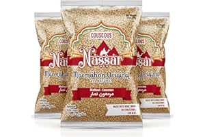 De Mi Pais Couscous Marmahon - Handmade, Whole Wheat, High in Fiber, Good Source of Energy, Middle Eastern Pantry Essential, Couscous Pearls, 14 Oz,3-Pack
