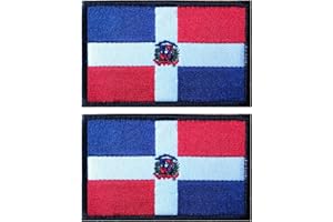 EmWoot 2PCS Dominican Flag Patch Embroidered Morale Patch Military Tactical Patches Hook and Loop