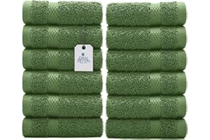DAN RIVER Face Cloths for Washing Face, 100% Cotton Washcloths 12 Pack, Highly Absorbent Hand Towels & Wash Cloths for Body, Bathroom, Spa, Gym, (12x12 in, Sage Green)