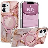 ETPESOK Compatible with iPhone 11 Case Marble Pattern with Magnetic Ring Stand [Compatible with Mag-Safe] TPU Protective Phone Case for iPhone 11 6.1" for Women, Marble Pink
