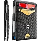 Ronyxet Slim RFID Wallet for Mens – Minimalist Wallet for Men with Money Clip, Holds 12 Cards – Durable Leather Carbon Fiber 