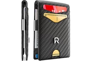 Ronyxet Slim RFID Wallet for Mens – Minimalist Wallet for Men with Money Clip, Holds 12 Cards – Durable Leather Carbon Fiber 