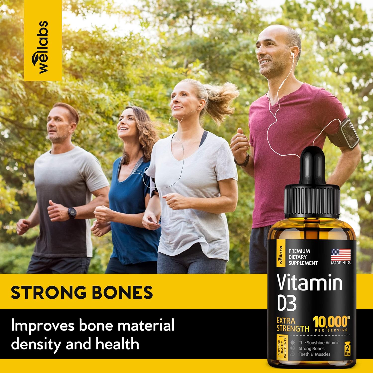 Vitamin D3 Drops - Extra Strength Vitamin D3 10000 IU - Made in The USA - High Dose Vitamin D3 - Premium & Natural Vitamin D3 - The Sunshine D3 Vitamin Supplement - Organic & Raw Vitamin D: Health & Personal Care