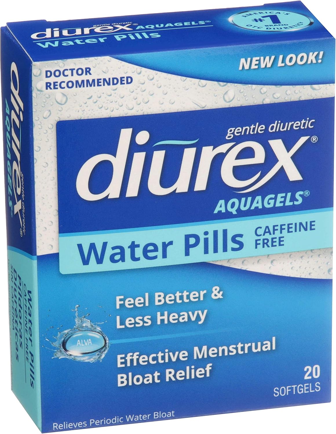 Diurex Aquagels - Caffeine Free Diuretic - Immediate Release - Relieve Water Bloat - 20 Count: Health & Personal Care