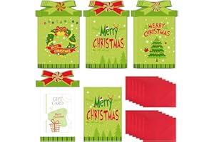 12 Sets Christmas Money and Gift Card Sleeves, Xmas Money Holder Ornaments for Cash Gifts with Envelopes, Green Merry Christm