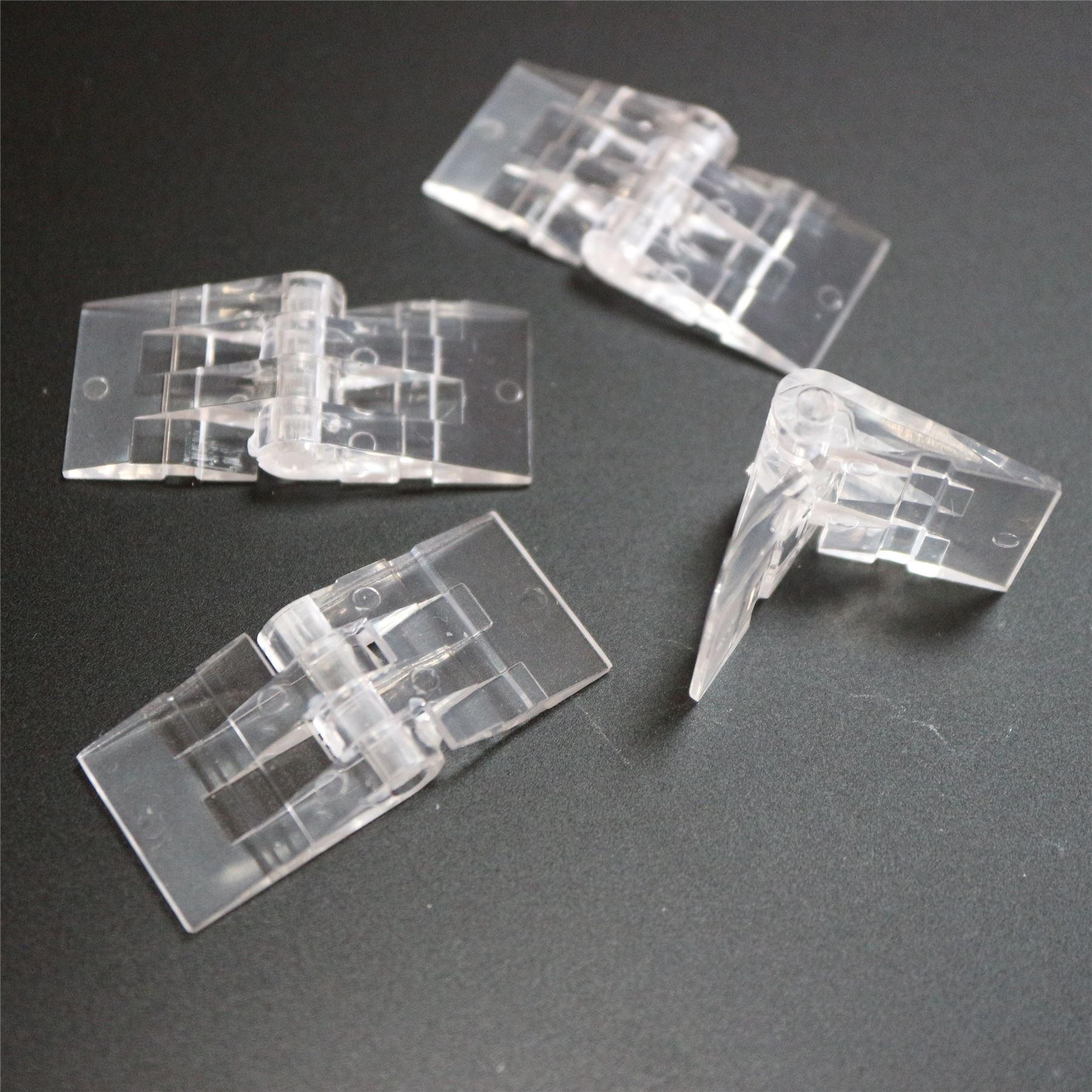 4X Small Miniature Micro Piano Hinges, 39mm x 16mm, Clear Acrylic Plastic Transparent