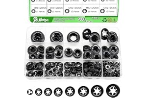 RUIBAPA Ruipaba 500 PCS Internal Tooth Star Lock Washers,M2.5 M3 M4 M5 M6 M8 M10 M12 Push On Locking Washers Speed Clips Fasteners Assortment Kit,Locking Washer