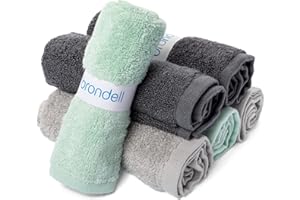 Brondell Ultra-Soft 100% Rayon Derived from Bamboo Bidet Towels for Bathrooms, Soft and Absorbent, Machine-Washable, Quick Dry, 9.85” x 9.85”, Includes Mesh Laundry Bag, Assorted Colors