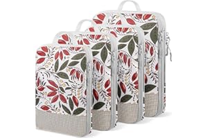 YEEYAA Compression Packing Cubes for Travel 4 Set Luggage Packing Organizer Bag Compressible Expandable Organizer Cubes For Carry On Luggage Suitcase Travel Essentials Accessories for Women Men