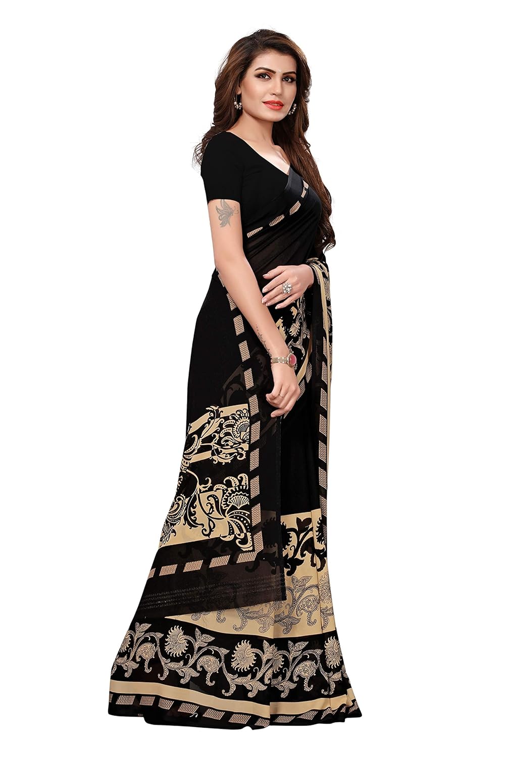 anni designer georgette saree with blouse piece