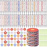 LemonSecret 96 Pcs Spring Sticky Notes and Pens Set, 48 Flower Shaped Memo Pads 48 Spring Ballpoint Pens, Floral Party Gifts Supplies for Classroom School Birthday Party Gift Office Supplies