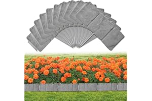 DARFULA Garden Landscape Edging Borders No Dig,16 ft Lawn Edging for Landscaping,Plastic Fencing Lawn Border,Imitation Stone Fence for DIY Outdoor Patio Balcony Yard Landscaping (20pcs, Gray)
