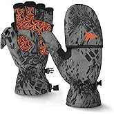 KastKing PolarBlast Convertible Ice Fishing Gloves Cold Weather Mittens and Fingerless Gloves with 3M Thinsulate Ideal for Ice Fishing, Photography