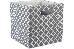 DII Hard Sided Collapsible Fabric Storage Container for Nursery, Offices, & Home Organization, (13x13x13)-Lattice Gray