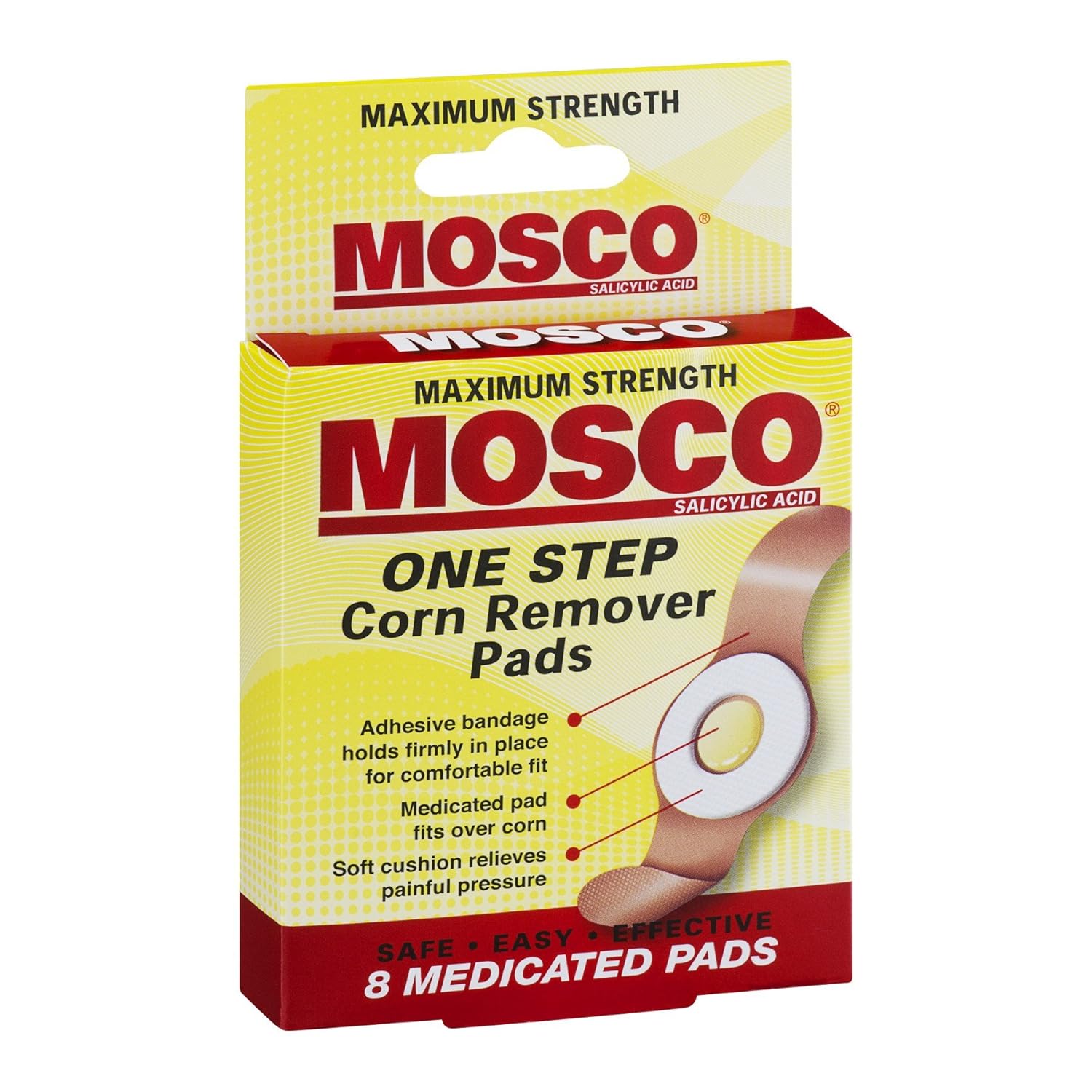 Mosco One Step Medicated Corn Remover Pads, Maximum Strength, 8-Count per Pack, (1-Pack): Health & Personal Care