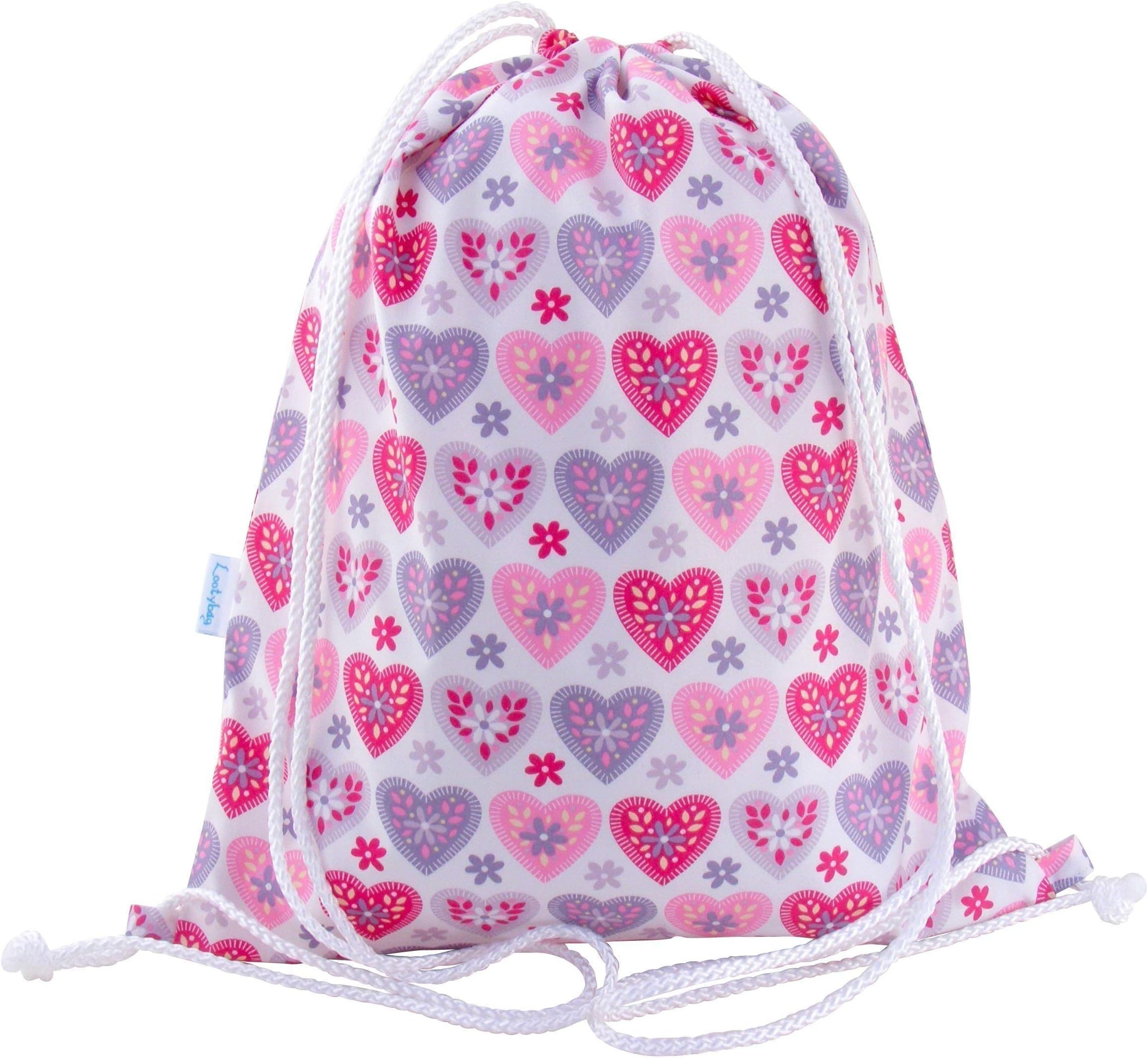 Kids Hearts Swim Bag Drawstring Backpack PE Bag