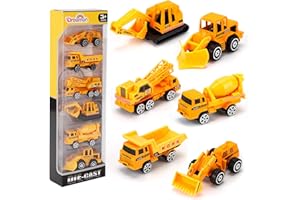 DREAMON Alloy Truck Mini Pocket Size Construction Models Play Vehicles Toy Trucks for Boys Age 2 3 4,Kids Party Favors Cake Decorations Topper Birthday Gift,6Pcs Set