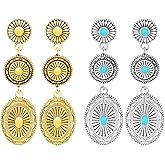 2 Pairs Western Earrings for Women, Cowgirl Eearrings Country Concert Outfits, Vintage Western Drop Dangle Earrings Jewelry Gift